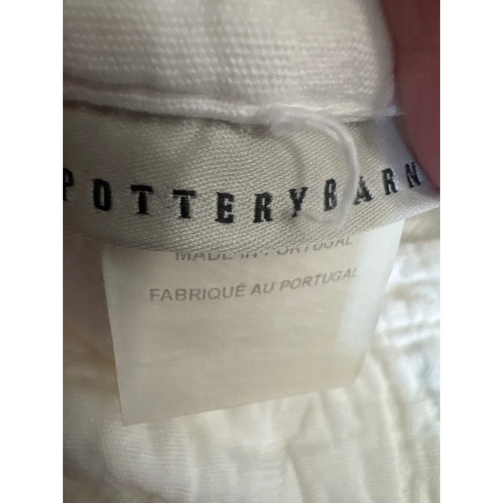 Pottery Barn White Floral Quilted Full Queen Quilt Set 2 Euro 2 Standard Shams